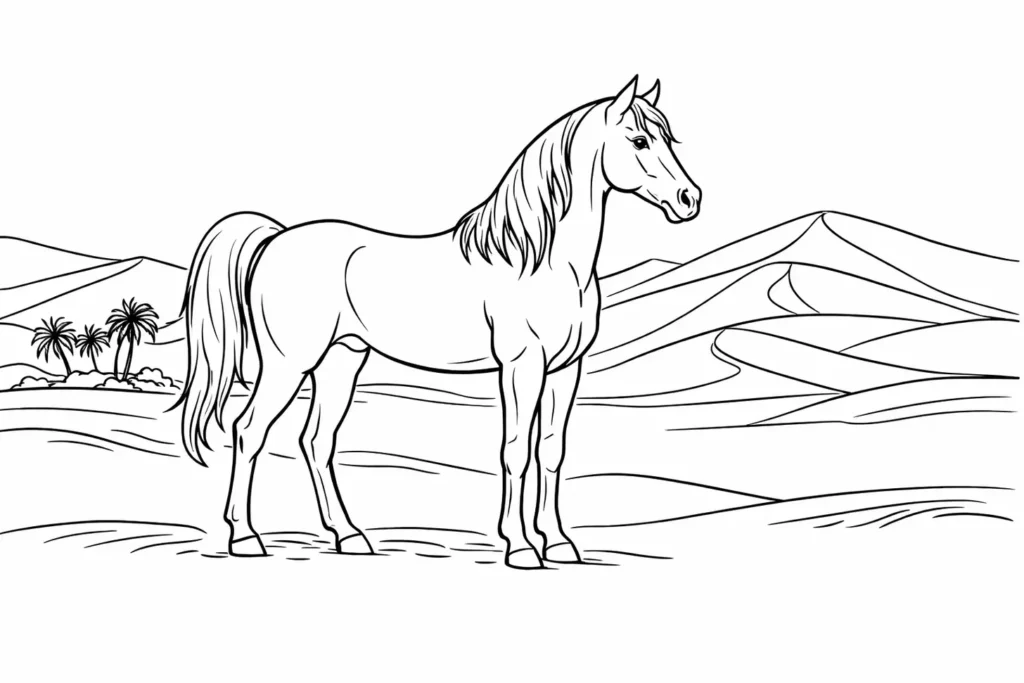 Arabian horse art showing detailed coat coloring patterns