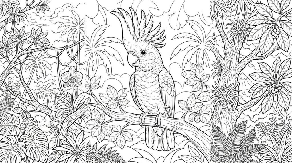 Cockatoo, yellow-crested, bird coloring, calm, creative