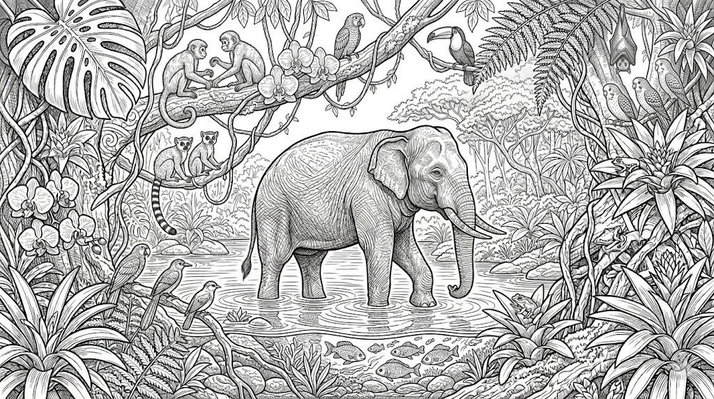 Creative techniques for jungle animals coloring with wildlife drawing