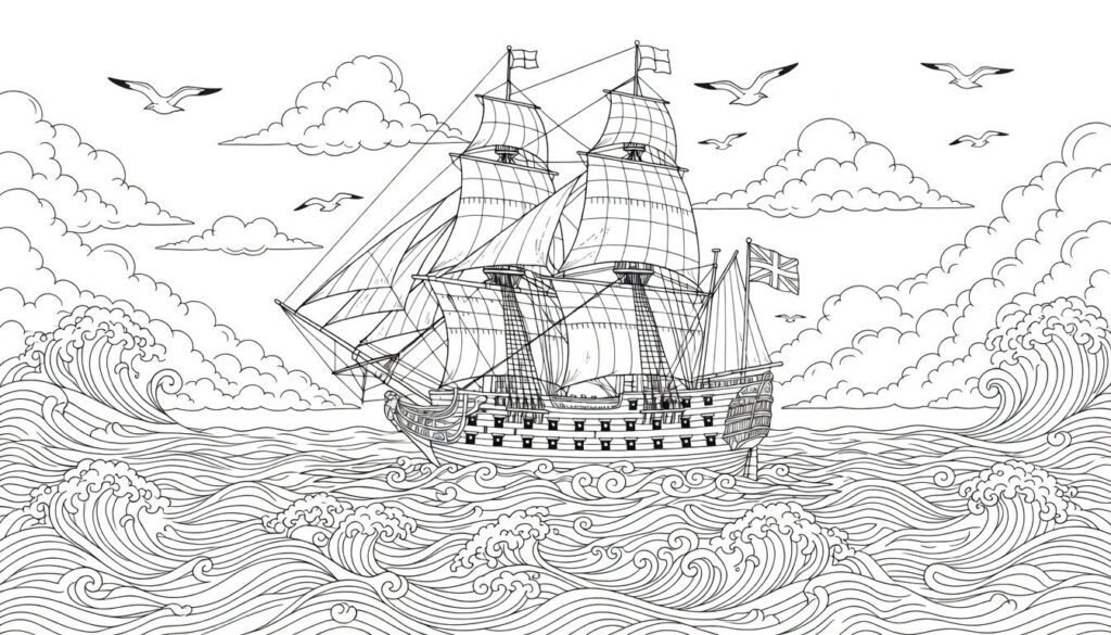 Dover Publications historic sailing ships coloring book