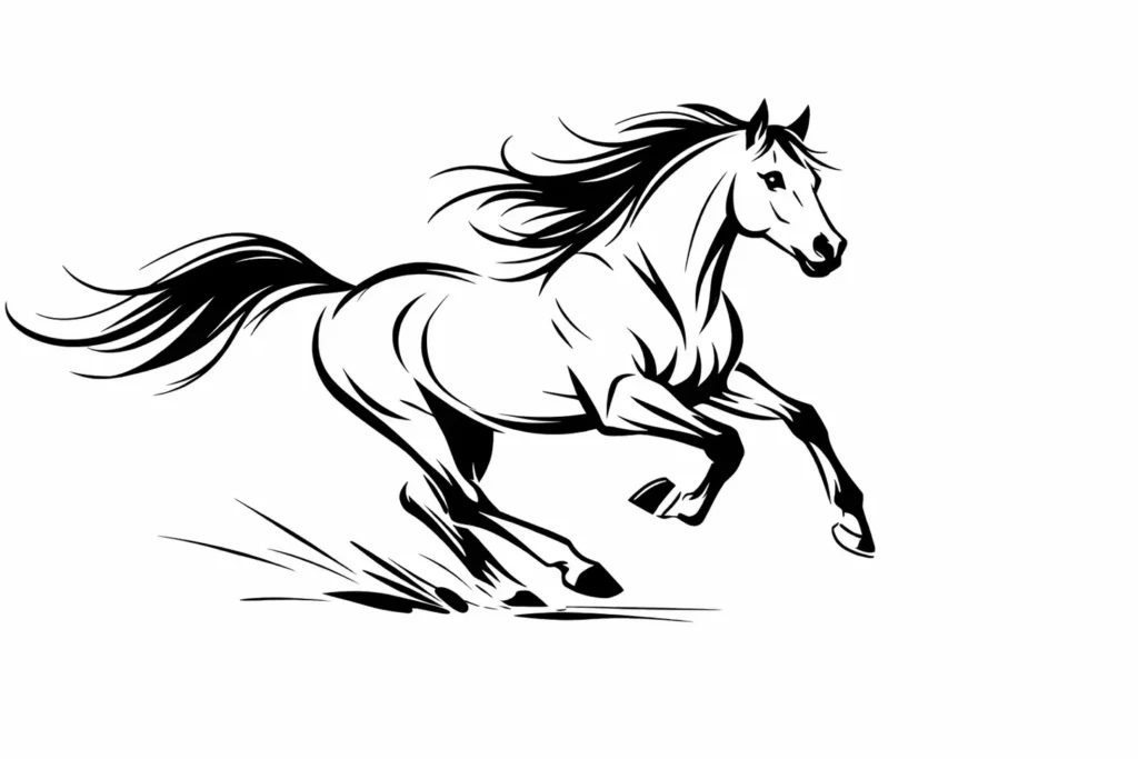 Sketch of horses in natural environment