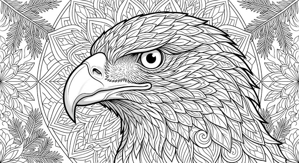 Wildlife Art drawing of Eagles and Falcons in natural habitat