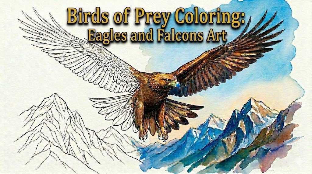 Birds of Prey Coloring: Eagles and Falcons Art