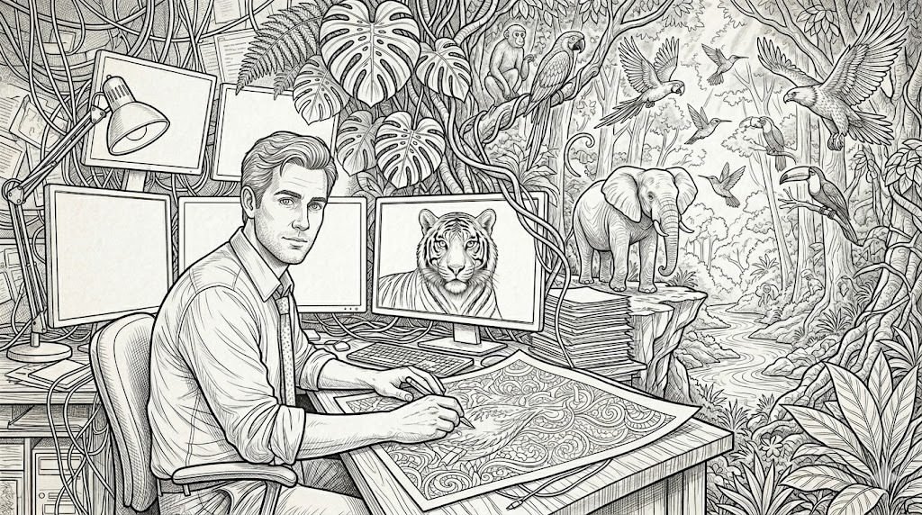 jungle animals coloring artwork with vibrant wildlife