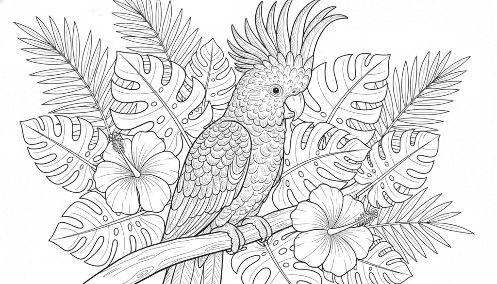 printable yellow-crested cockatoo coloring pages