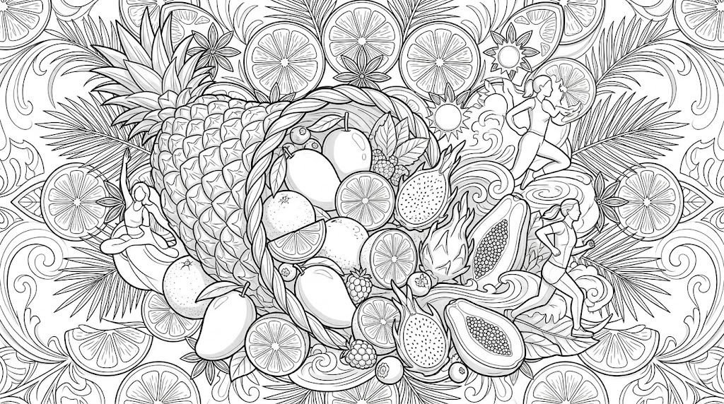 these canvases display a summer variety of tropical fruits and citrus